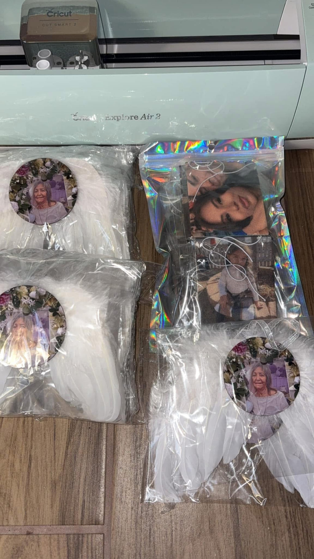 Custom tree wing feather ornaments