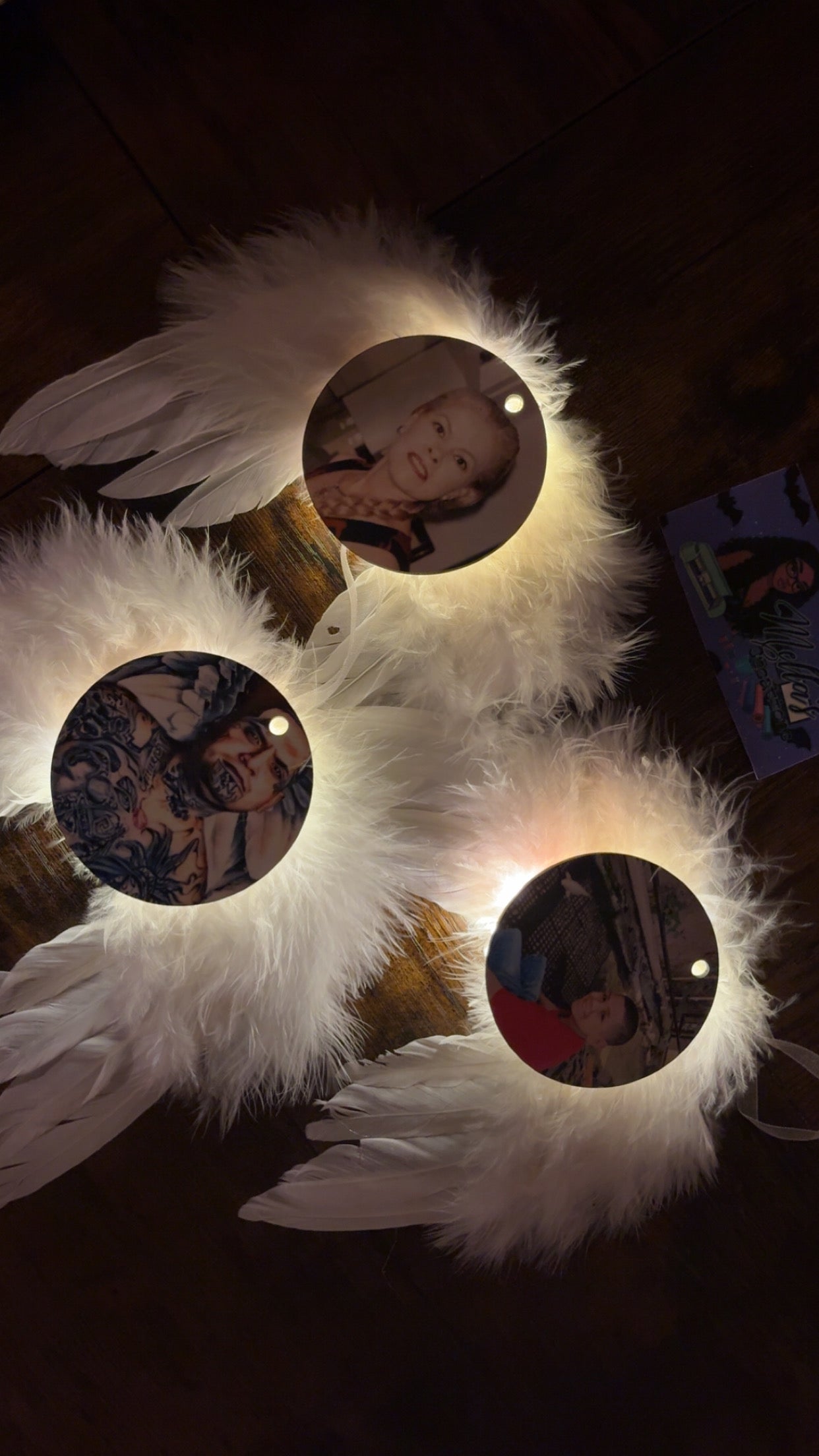 Custom tree wing feather ornaments