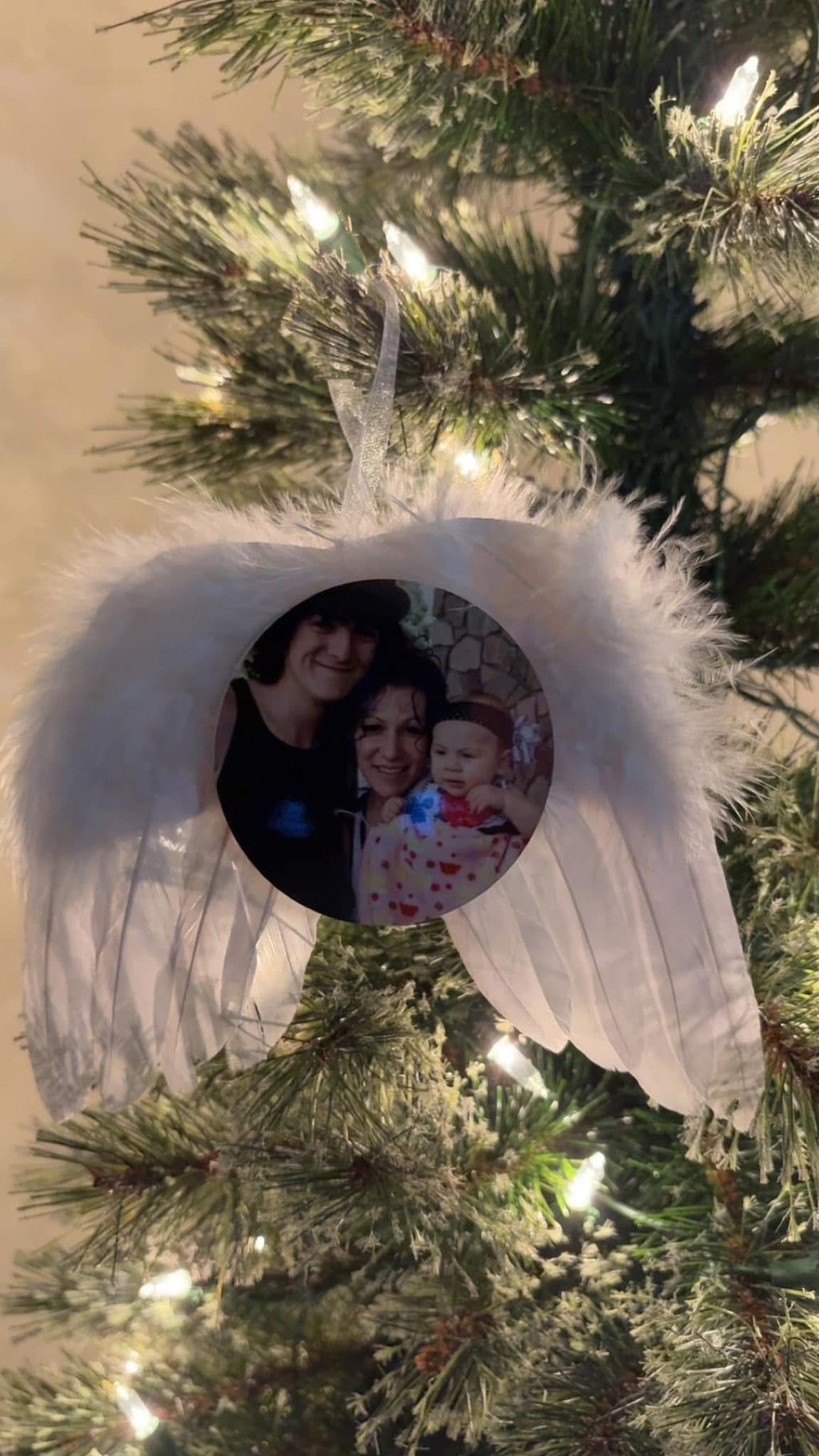 Custom tree wing feather ornaments