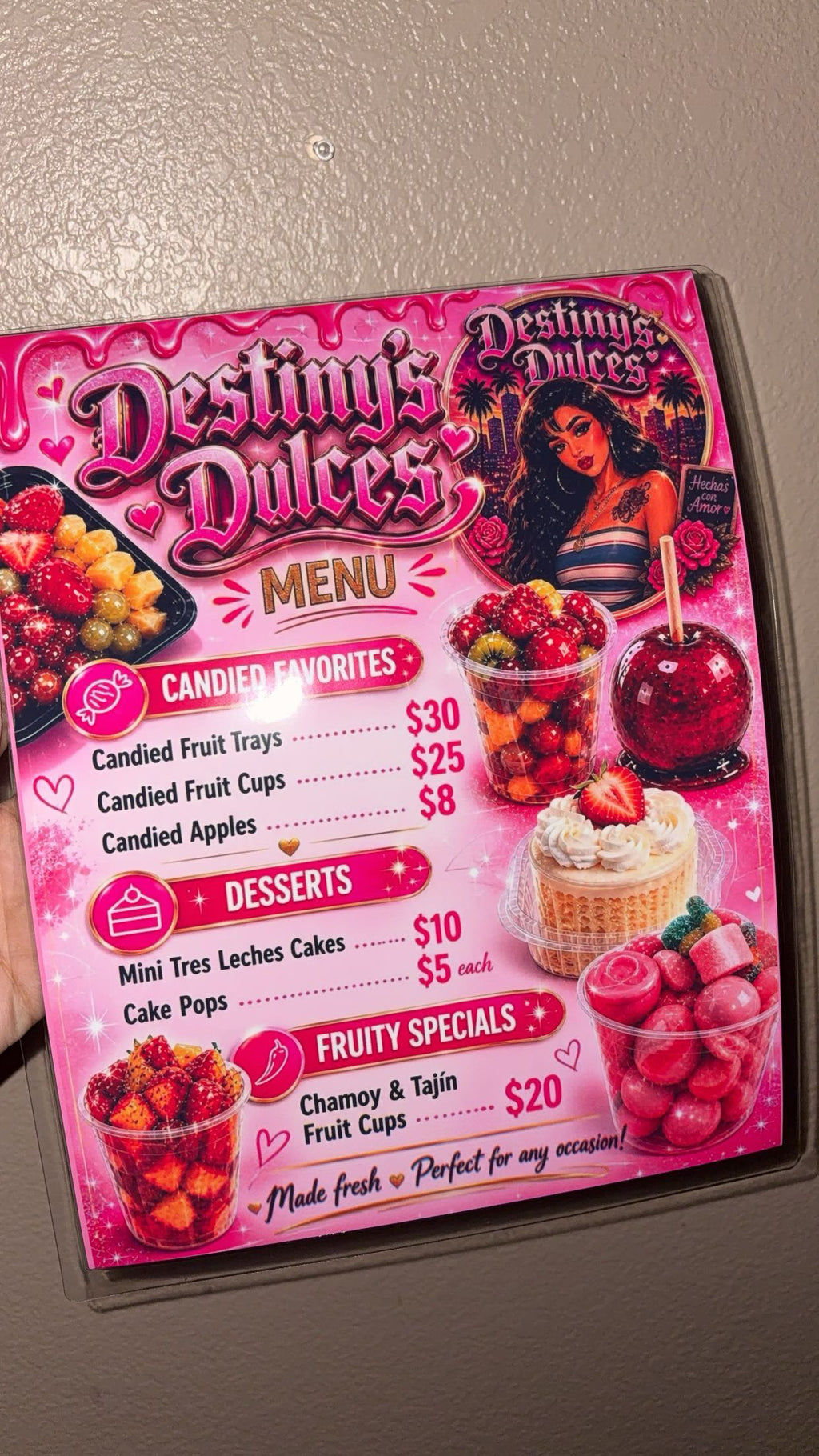 Laminated flyers/menus