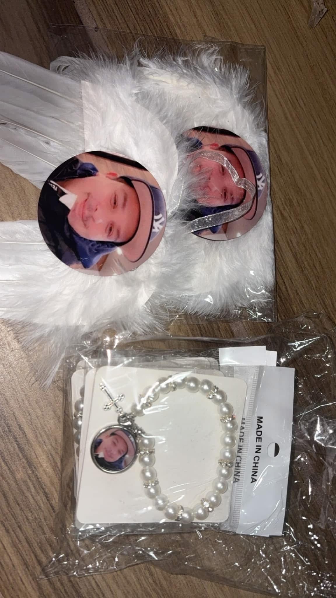 Custom tree wing feather ornaments