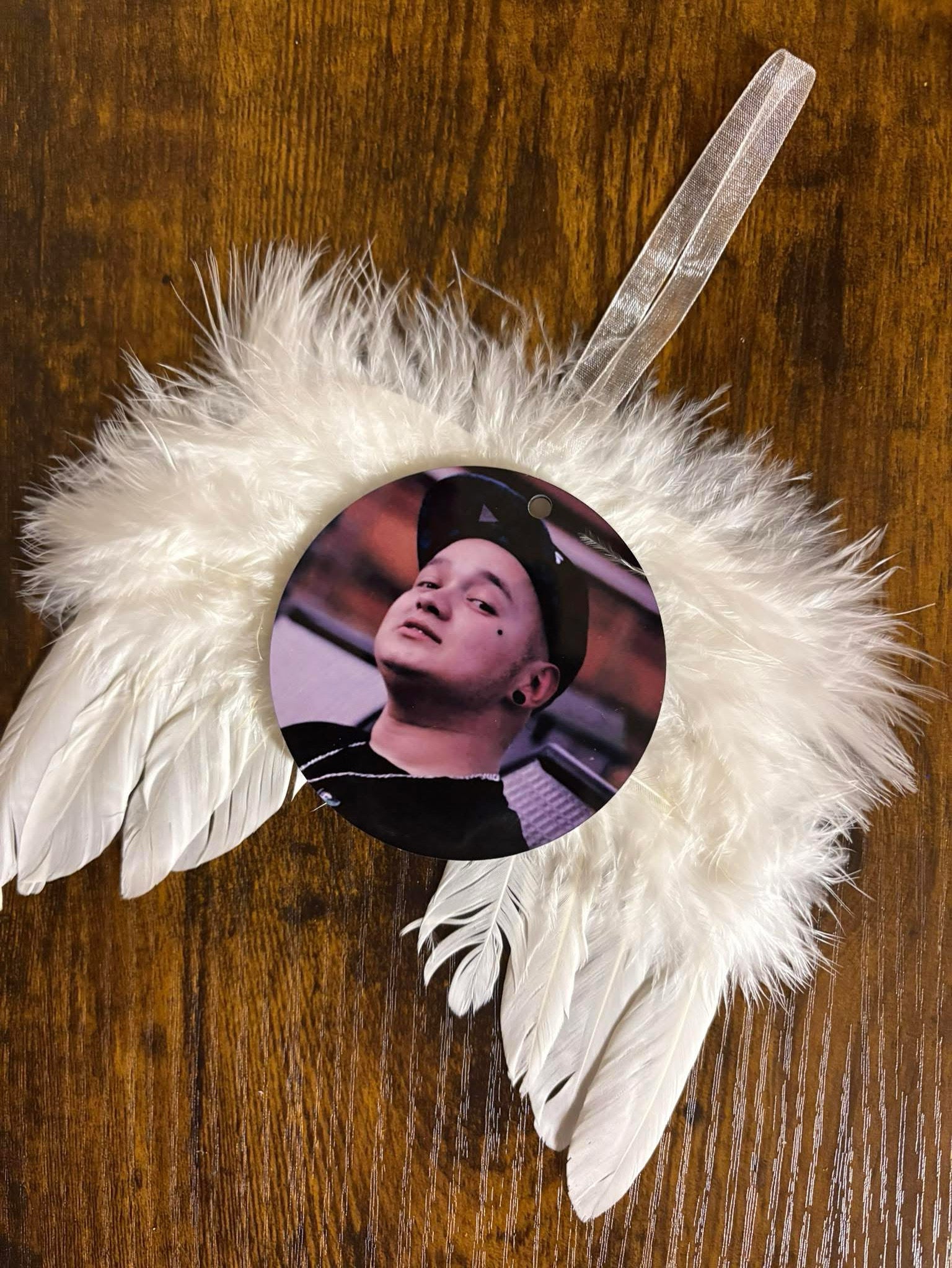 Custom tree wing feather ornaments