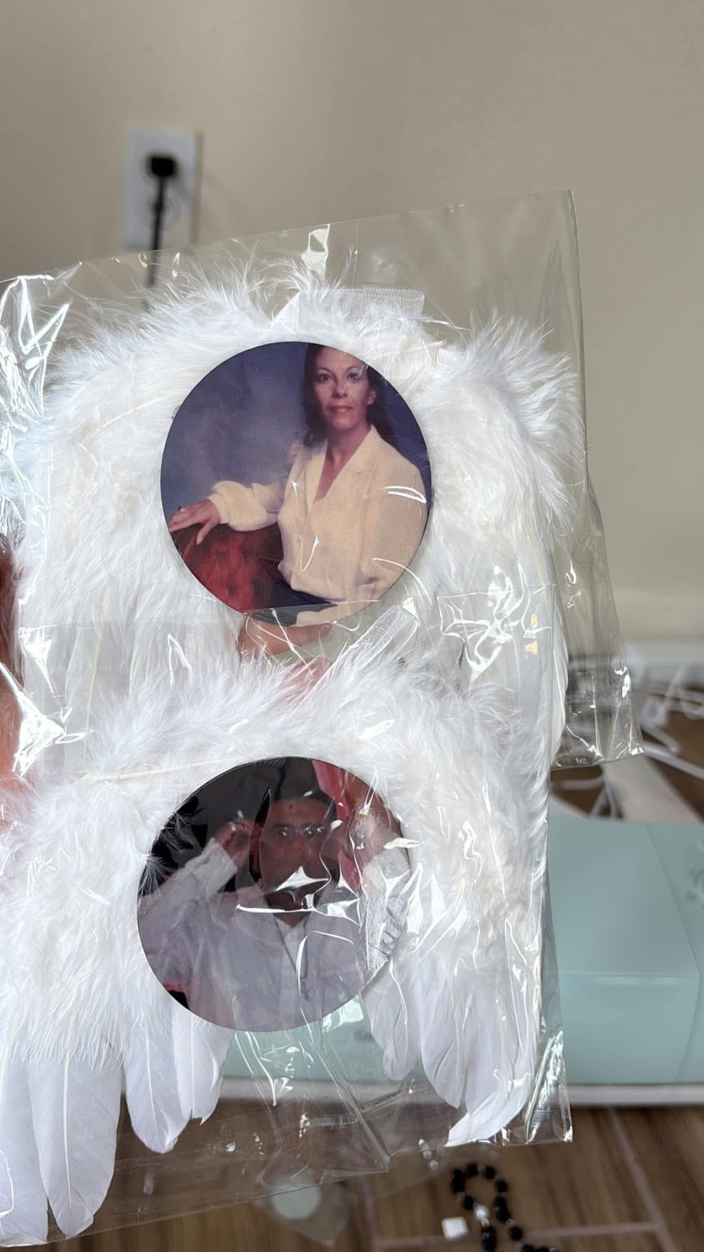 Custom tree wing feather ornaments