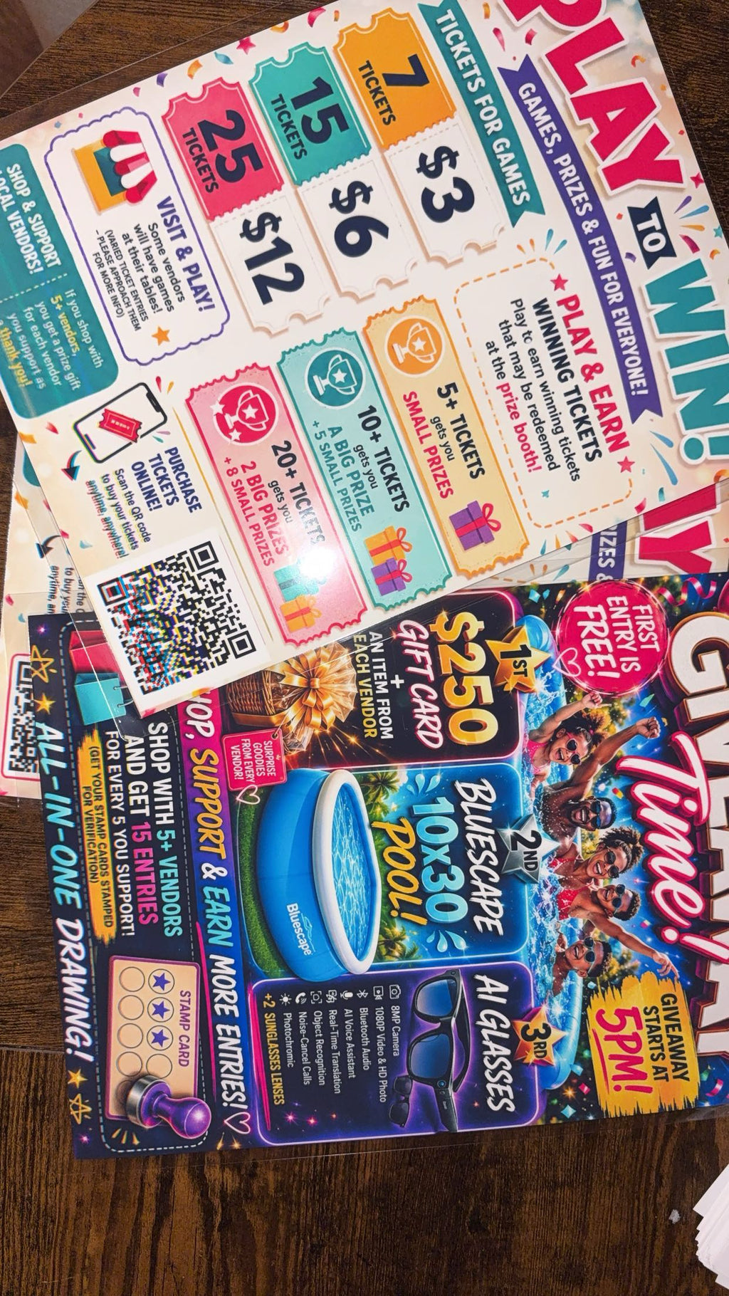 Laminated flyers/menus